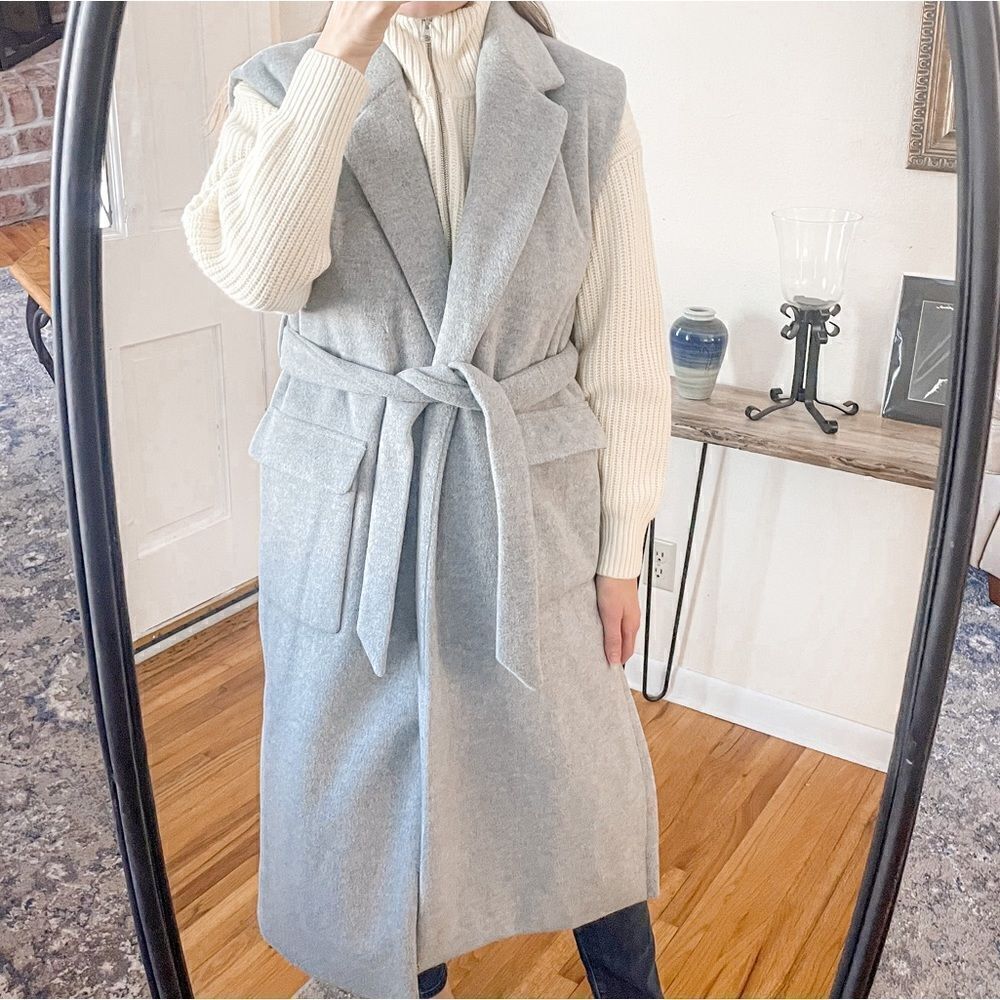 The Korner Anthropologie Sleeveless Belted Long Coat M